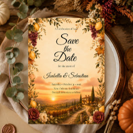 Reserve A Data Casamento Romântico de Outono Rústico Toscano