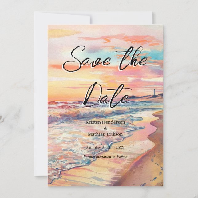 Reserve A Data Casamento Romântico de praia de areia (Frente)