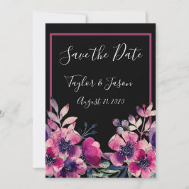 Reserve A Data Casamento Romântico de Script Floral Rosa Quente