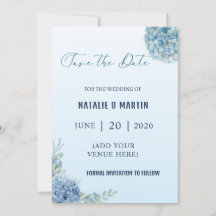 Casamento Romântico em Aquarela com Hortênsias Azu