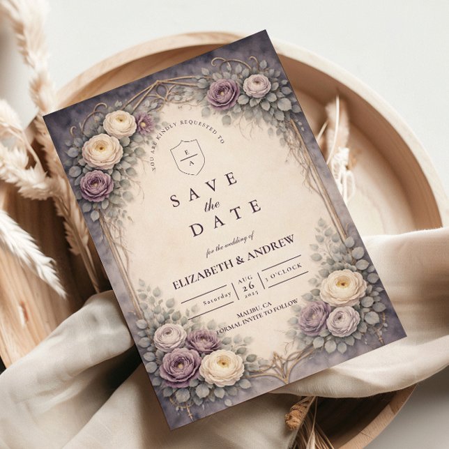 Reserve A Data Casamento Romântico Gótico Floral Pastel (Criador carregado)