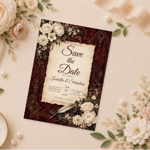 Reserve A Data Casamento Romântico Gótico Vintage