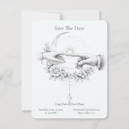 Reserve A Data Casamento Romântico Mãos Design Minimalista