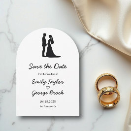 Reserve A Data Casamento Romântico Mínimo Negro E Branco Clássico