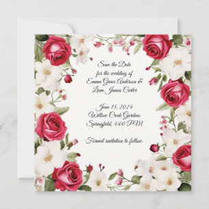 Reserve A Data Casamento Romântico Rosa Vermelha & Lírio do Vale
