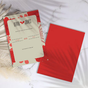 Reserve A Data Casamento Romântico Vermelho Floral