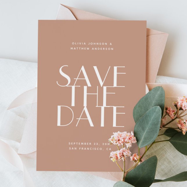 Reserve A Data Casamento Romântico Warm Blush | Foto Moderna & QR (Criador carregado)