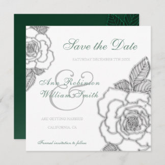 Reserve A Data Casamento rosa de prata verde-esmeralda