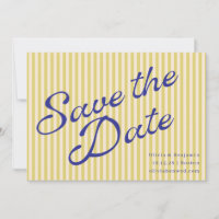 Casamento Rosto Amarelo Azul Listra Retro Script