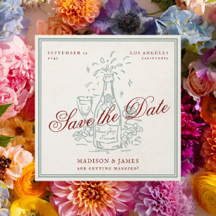 Reserve A Data Casamento Roxo Champanhe Vintage Retro