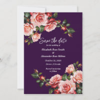 Casamento roxo, cor-de-rosa escuro e rosas vermelh