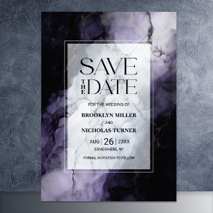 Reserve A Data Casamento Roxo de Marble Salve a Data