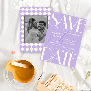 Reserve A Data Casamento Roxo de Padrões Verificados Retroativame