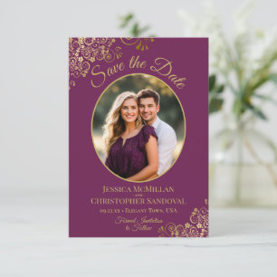Reserve A Data Casamento Roxo Do Gabinetes De Fotografia Oval Dou