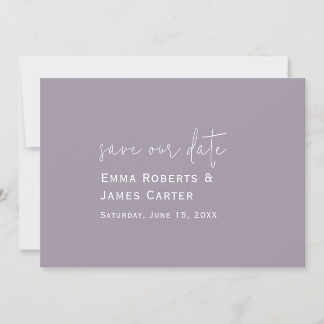 Reserve A Data Casamento Roxo Lavanda Salve a Data (Frente)
