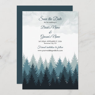 Reserve A Data Casamento Russo da Floresta de Aquarela Pine Tree