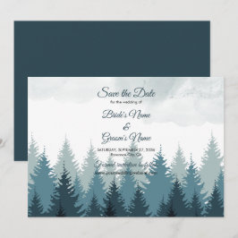 Reserve A Data Casamento Russo da Floresta de Aquarela Pine Tree