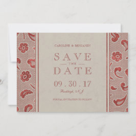 Reserve A Data Casamento russo do Kraft red Lace salvar a data