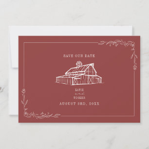 Reserve A Data Casamento Rustic Barn Com Vermelho Mudado Salve A