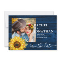 Casamento Rustic Blue Sunflower Salvar Data