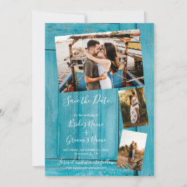 Reserve A Data Casamento Rustic Blue Wood 3 Fotos