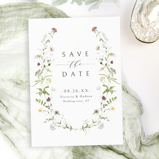 Reserve A Data Casamento Rustic Boho Elegant Wildflower (Elegant Wildflower Rustic Boho Wedding Save The Date)