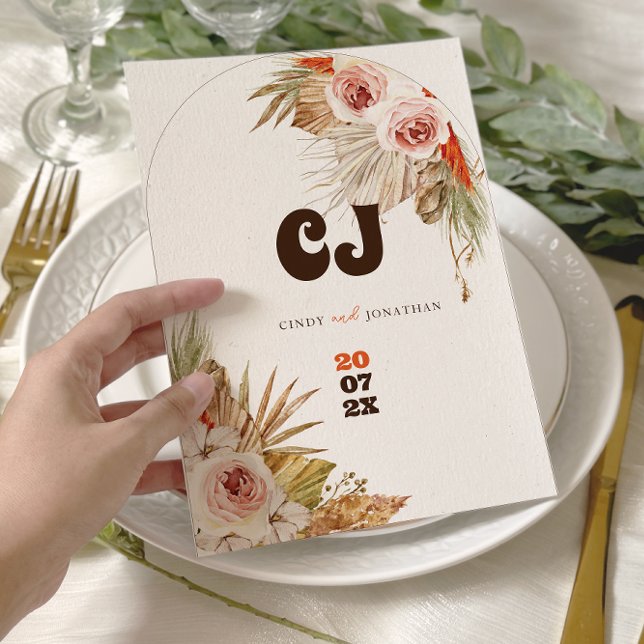 Reserve A Data Casamento Rustic Boho Pampas Grass (Criador carregado)