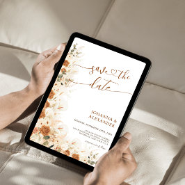 Reserve A Data Casamento Rustic Boho Terracotta Floral Código QR