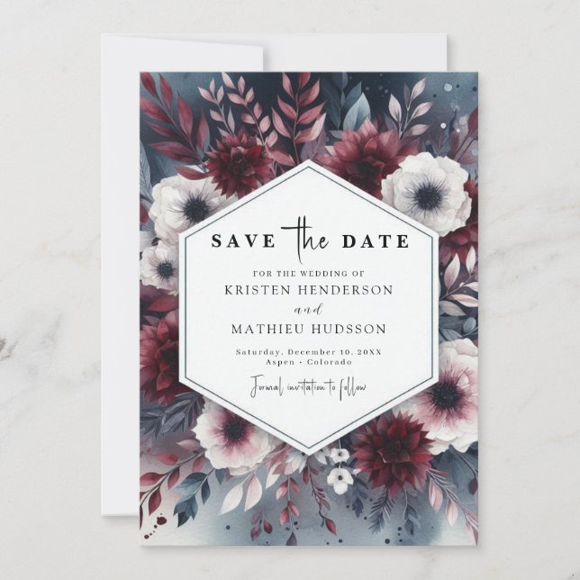 Reserve A Data Casamento Rustic Burgundy (Frente)