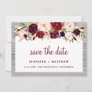 Reserve A Data Casamento Rustic Burgundy Blush Floral Pink Border