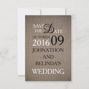 Reserve A Data Casamento Rustic Burlap Salvar A Data