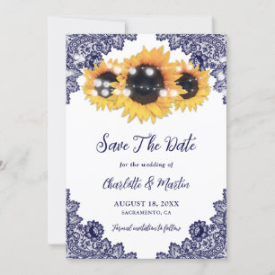 Reserve A Data Casamento Rustic Chic Blue Sunflower