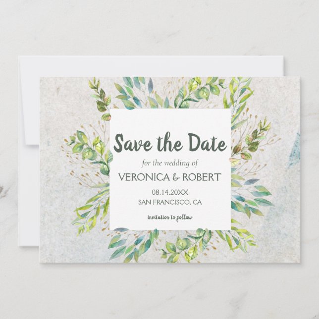 Reserve A Data Casamento Rustic Eucalyptus Greenery Salvar a Data (Frente)