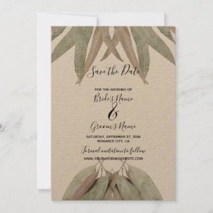 Reserve A Data Casamento Rustic Eucalyptus Leaf Salvar A Data