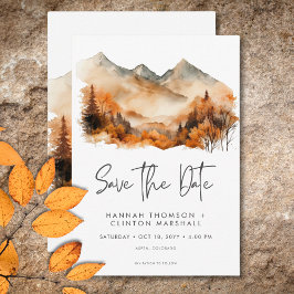 Reserve A Data Casamento Rustic Fall Mountain Scene Watercolor