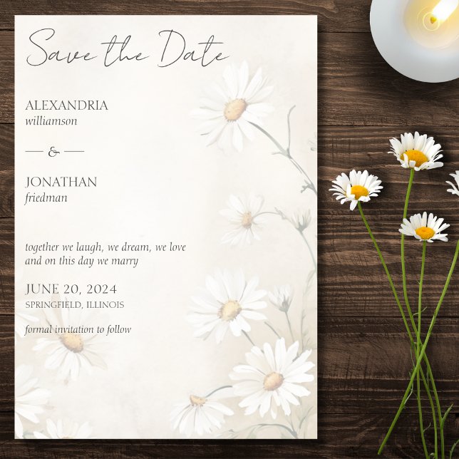 Reserve A Data Casamento Rustic Field of Daisies (Criador carregado)
