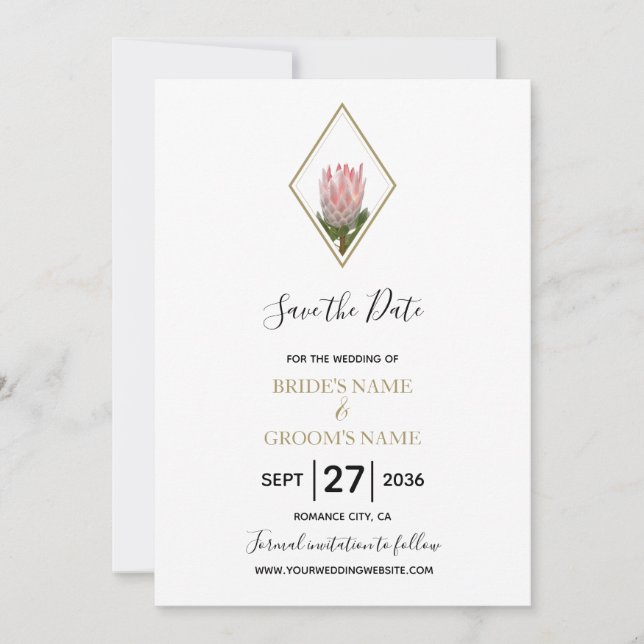 Reserve A Data Casamento Rustic King Protea Salvar Data (Frente)