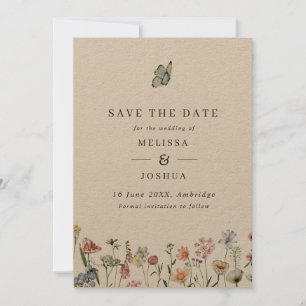 Reserve A Data Casamento Rustic Kraft Selvagens & Borboletas