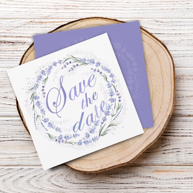 Reserve A Data Casamento Rustic Lavanda Wreath Salvar A Data (Rustic Lavender Wreath Wedding Save The Date)