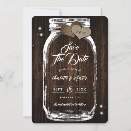 Reserve A Data Casamento Rustic Mason Jar Wood Duas Burlap Hearts