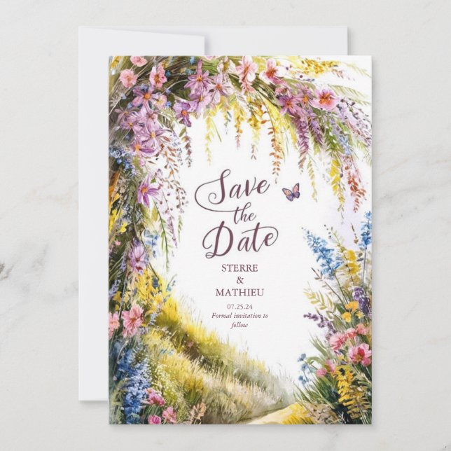 Reserve A Data Casamento Rustic Modern Wildflower (Frente)