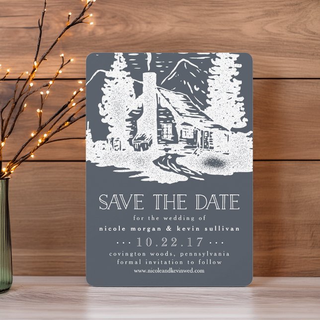 Reserve A Data Casamento Rustic Mountain Cabin Salva a Data (Criador carregado)