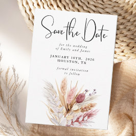 Reserve A Data Casamento Rustic Neutral Boho Pampas
