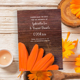 Reserve A Data Casamento Rustic Orange Daisy Country Salve a Data