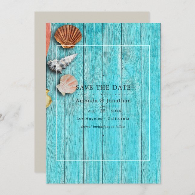 Reserve A Data Casamento Rustic Summer Beach Salve A Data (Frente/Verso)