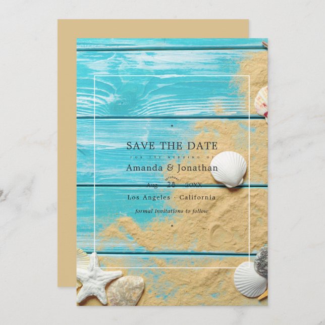 Reserve A Data Casamento Rustic Summer Beach Salve A Data (Frente/Verso)