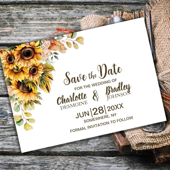Reserve A Data Casamento Rustic Sunflower (Criador carregado)