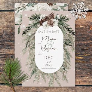 Reserve A Data Casamento Rustic Tan Pine Winter Sparkle