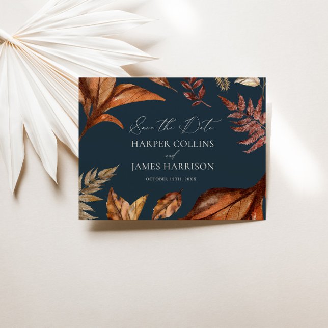 Reserve A Data Casamento Rustic Terracotta Floral Boho Marinho (Rustic Terracotta Floral Boho Navy Wedding Save The Date)