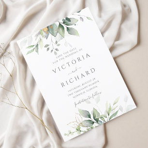 Reserve A Data Casamento Rustic Watercolor Greenery